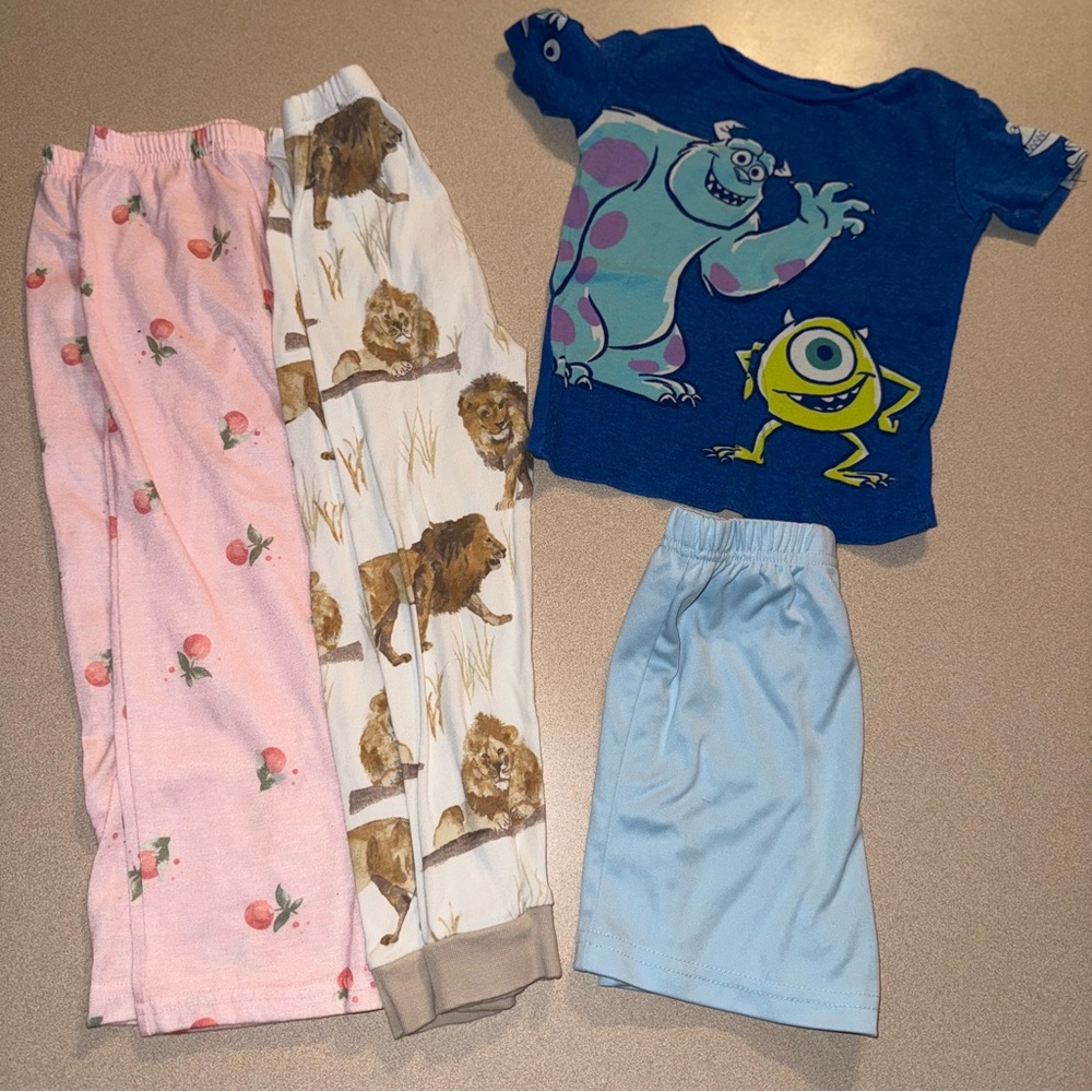 Pajama separates pants 2 pair shorts 1 pair T-shirt carters, Burt’s bees monste